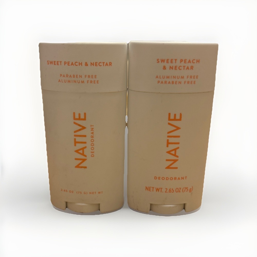Native Natural Deodorant, Sweet Peach & Nectar Aluminum Free 2.65 oz x2